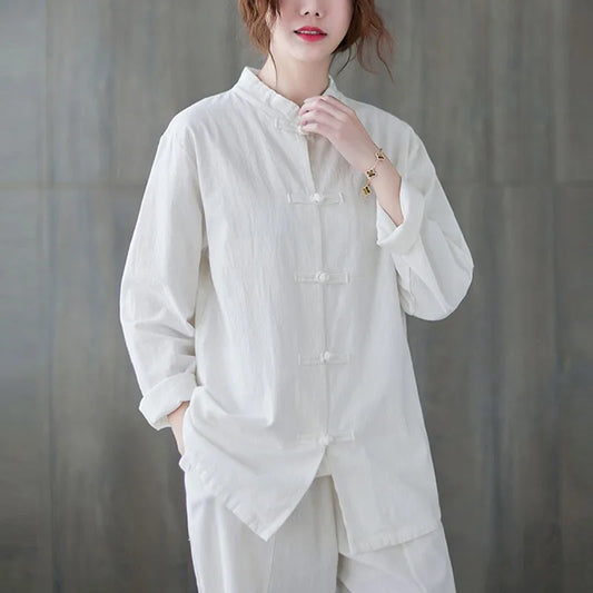 Chemise Casual Femme en Coton et Lin