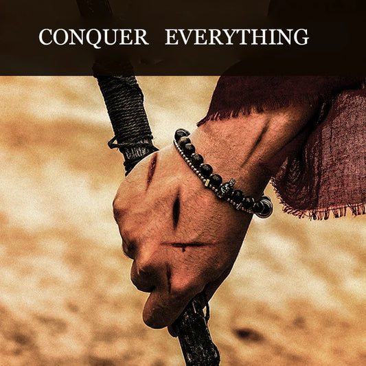 Bracelet Tressé Homme Obsidienne Dorée ou Goldstone Bleue – Style Viking Ajustable