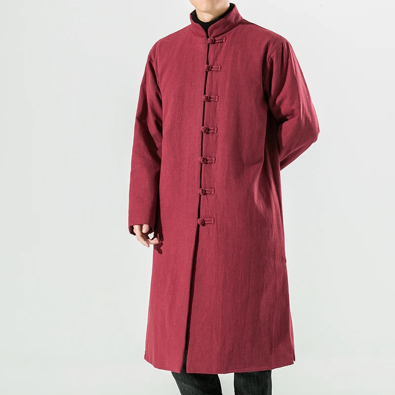 Manteau Chinois Homme en Laine Épaisse - Hanfu Moderne
