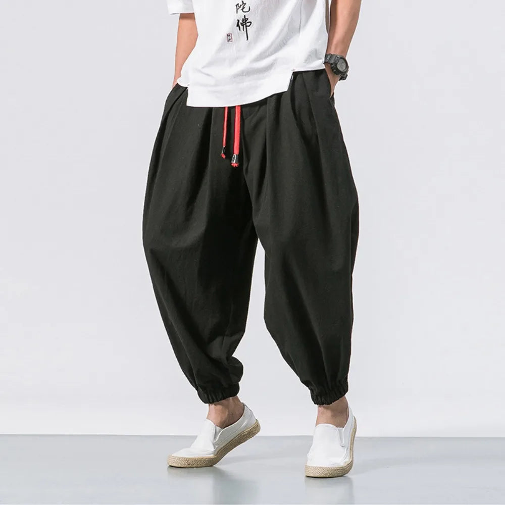 Pantalon Sarouel en Lin et Coton