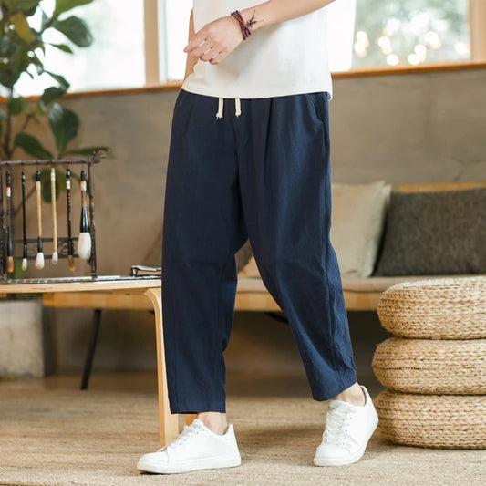 "Lotus Zen" Pantalon en Coton et Lin
