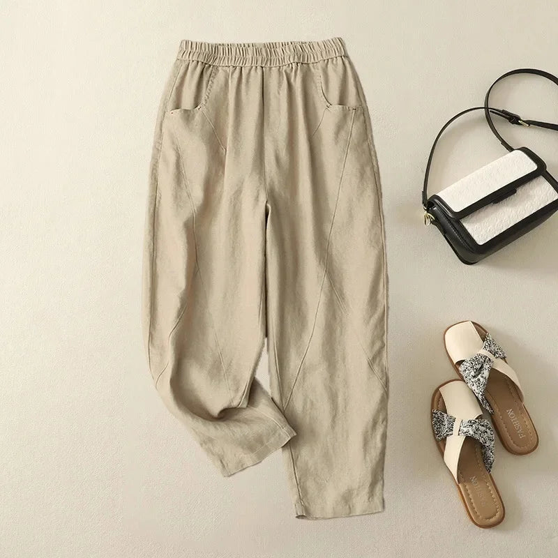 Pantalon Harem en Coton et Lin