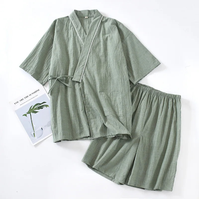 Pyjama Kimono Homme en Coton - Style Japonais Zen