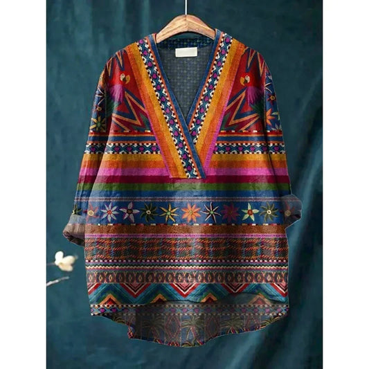Chemise Femme Lin Imprimé Ethnique
