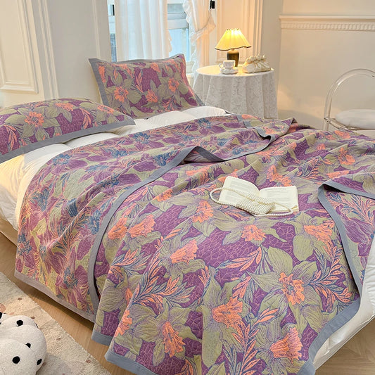 Couvre-Lit Tropical Harmonie – Motifs Exotiques en Coton Jacquard