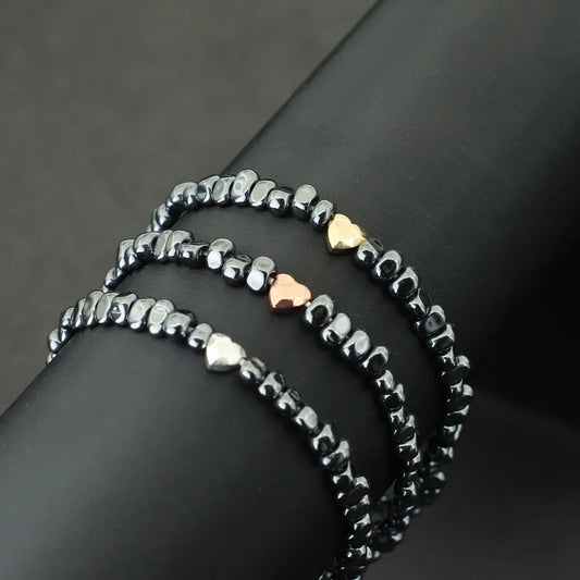 "Au Coeur de Soi" Bracelet en hématite naturelle pour hommes et femmes