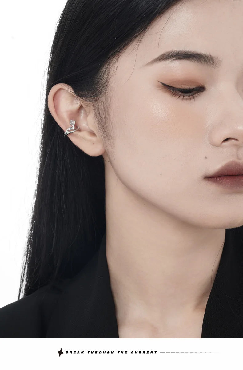 Bague d'Oreille en Agate Blanche et Argent 925