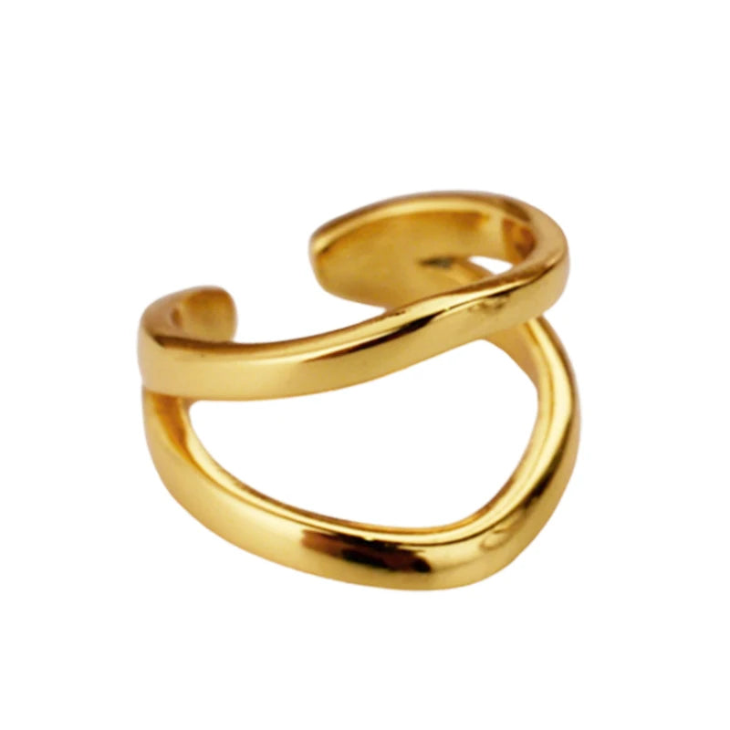Bague d'Oreille en Argent 925 Géométrique – Double Couche