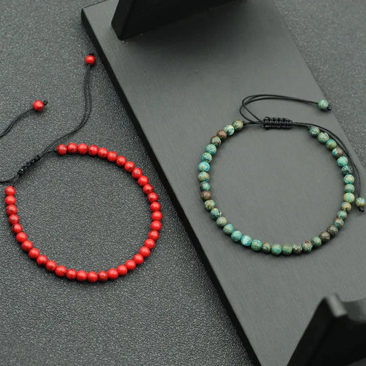 Bracelet Macramé en Perles Naturelles Ajustable