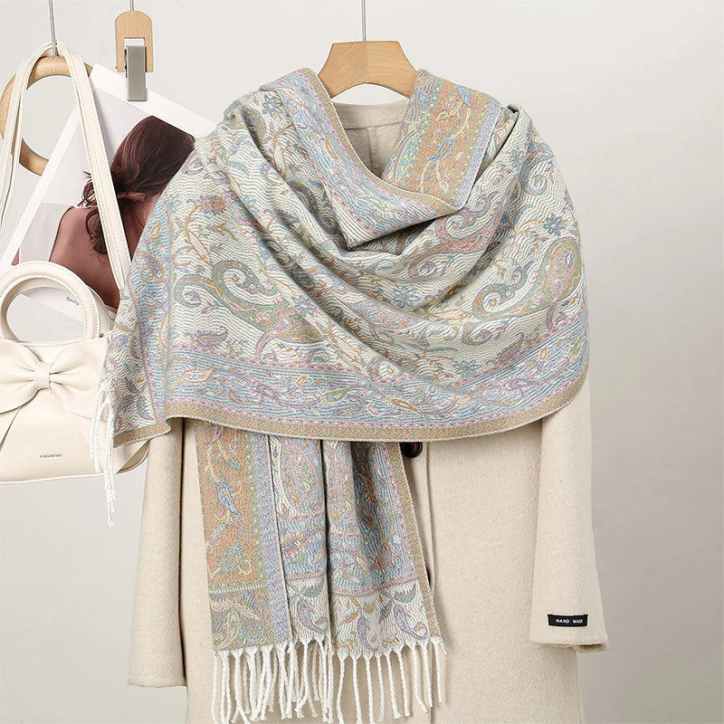 Châle Paisley Ethnique en Tissage Jacquard