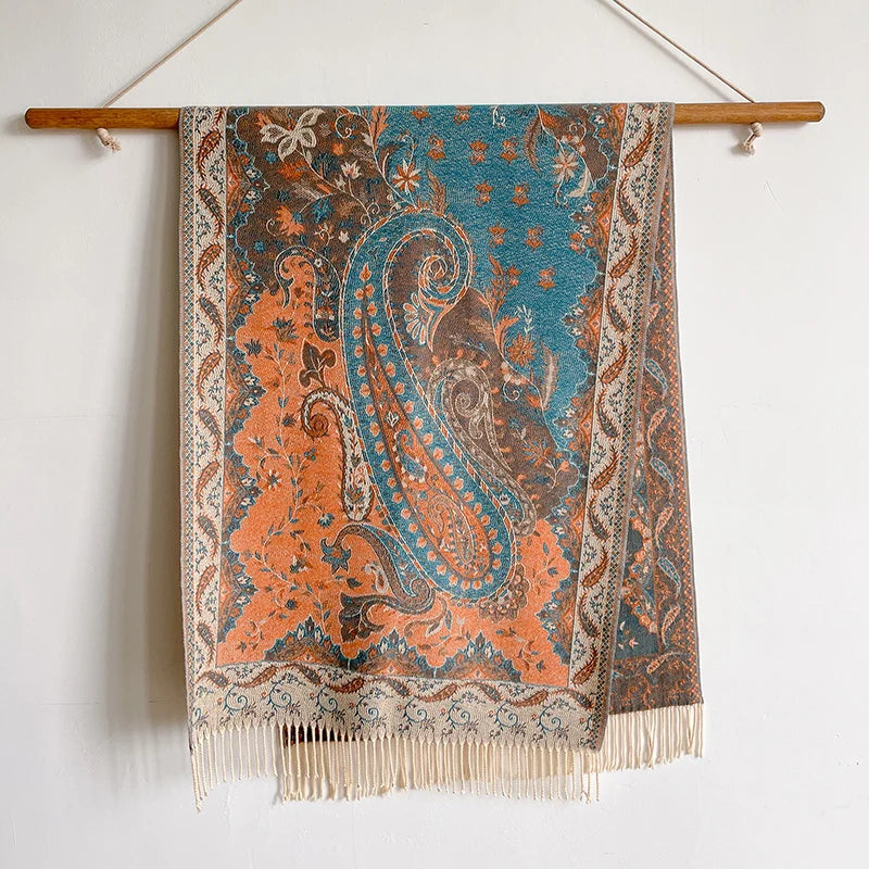 Écharpe Jacquard à Motifs Floraux - Style Bohème & Douceur