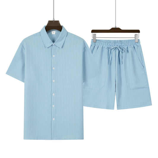 Ensemble Décontracté en Lin – Chemise Boutonnée et Short