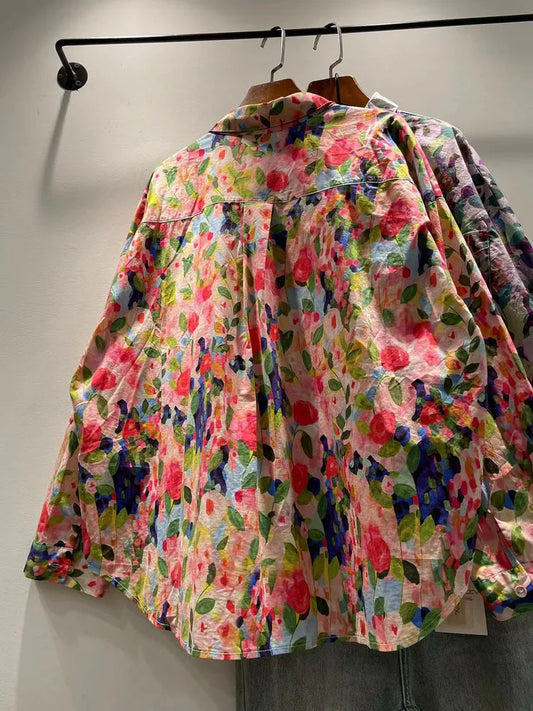 Chemisier à fleurs pour femme, en coton