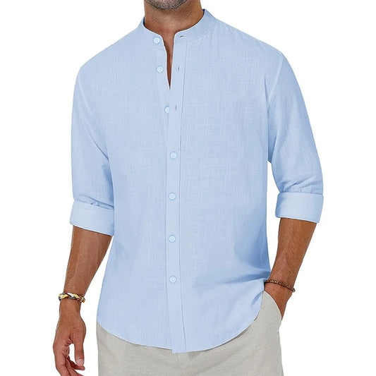 Chemise Lin Coton Homme – Manches Longues, Élégante