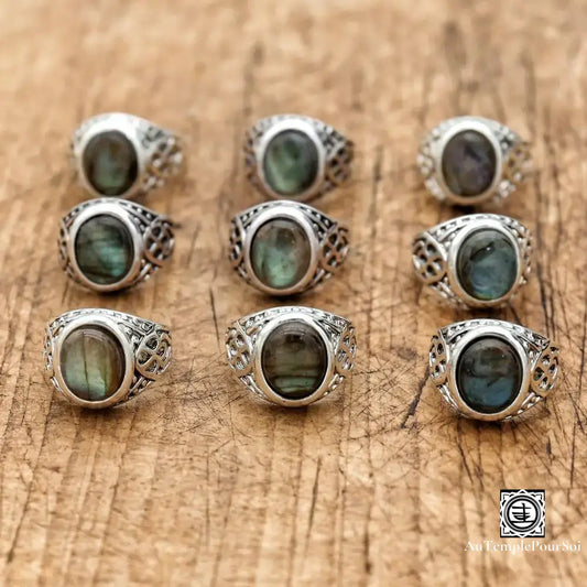 Bague Labradorite Vintage – Pierre Naturelle Ajustable Bague