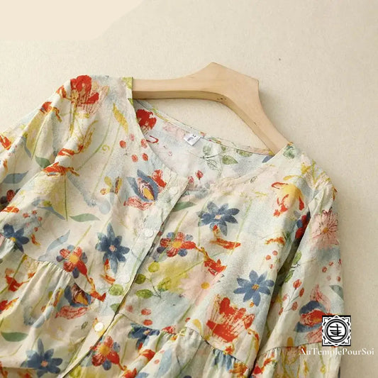 Blouse Femme Haut De Gamme – Motifs Floraux Bohèmes