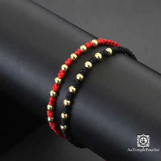Bracelet corde rouge et cuivre porte-bonheur