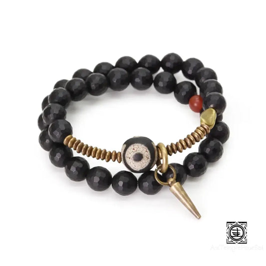 Bracelet Cuivre Vajar Tibétain et Onyx Noir bracelet-cuivre