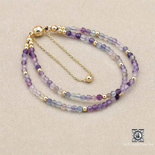Bracelet Double Rang Fluorite Naturelle & Or | Élégance Énergie Bracelet
