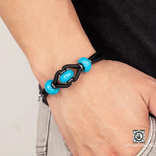 Bracelet En Cuir Et Pierre Naturelle | Harmonie Protection Élégance Bracelet