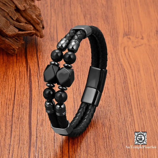 Bracelet En Cuir Et Pierre Naturelle | Protection Énergie Élégance Bracelet