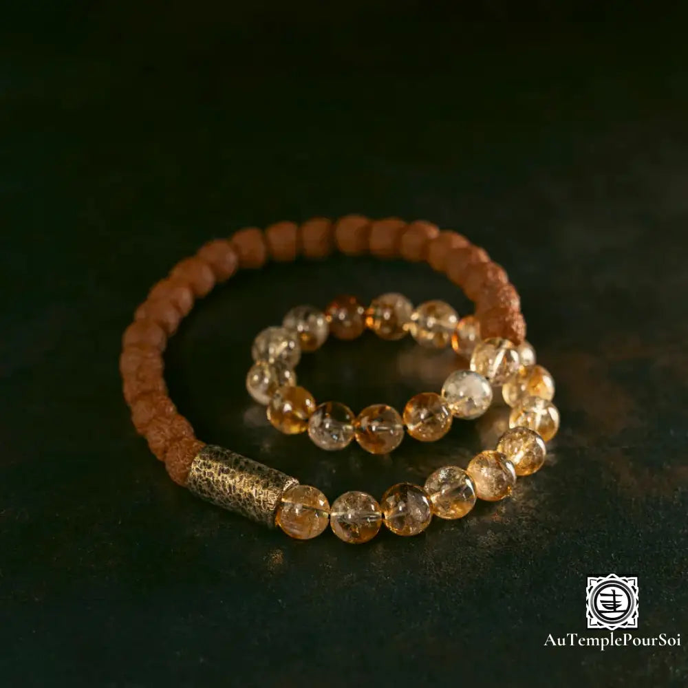 Bracelet en cuivre avec OM chanceux - Bracelet extensible en graines de Rudraksha pour la santé et la chance - Cadeau