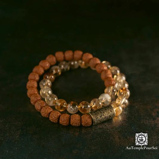 Bracelet en cuivre avec OM chanceux - Bracelet extensible en graines de Rudraksha pour la santé et la chance - Cadeau