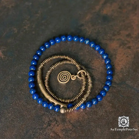 Bracelet en Cuivre avec Perles de Lapis Lazuli Artisanat bracelet-cuivre