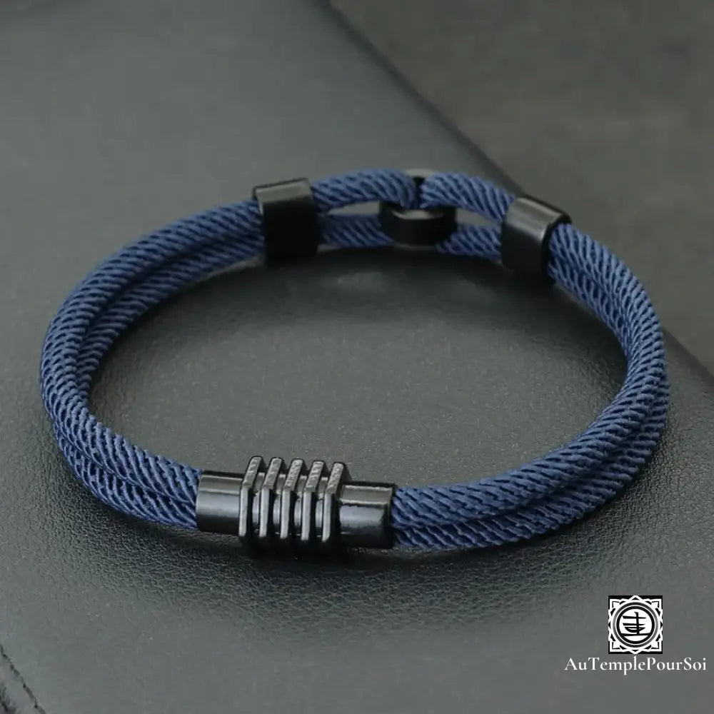Bracelet Homme Magnétique en Corde Nautique Bleu Marine / S 18.5cm