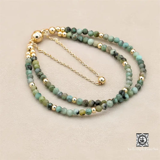 Bracelet Jaspe Africain – Double Rang Élégance Bohème Bracelet