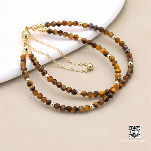 Bracelet Œil De Tigre – Double Rang Élégance Bohème Bracelet