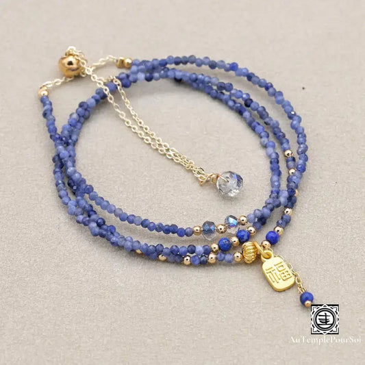 Bracelet Onyx Bleu – 3 Rangs Élégance Bohème Chic Bracelet