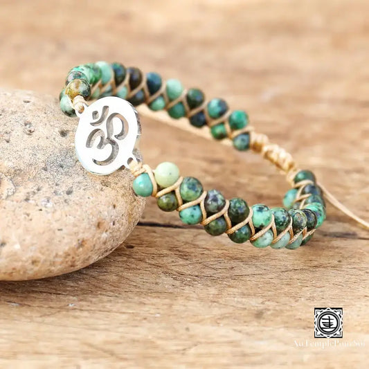 Bracelet en Perles de Jaspe avec Symbole Om
