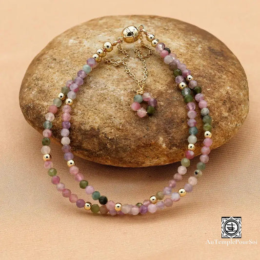 Bracelet Tourmaline – Double Rang Élégance Bohème Bracelet