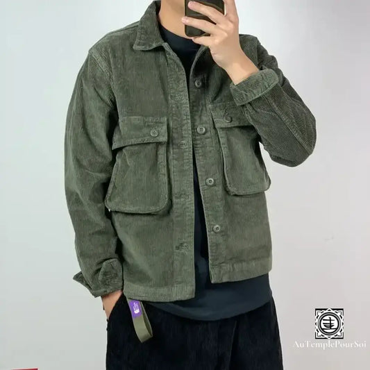 Chemise En Velours Côtelé Homme | Poches Fonctionnelles Et Style Décontracté Chemise-Velours-Homme