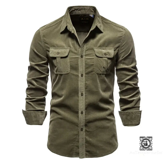 Chemise En Velours Côtelé Homme | Style Intemporel Et Fonctionnalité Vert / Xs Chemise-Velours-Homme
