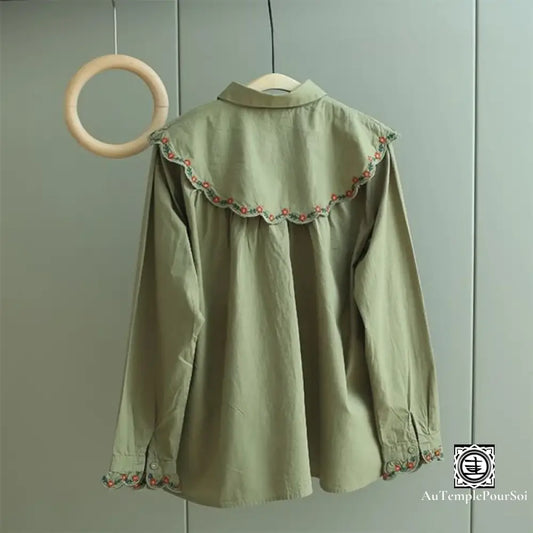 Chemisier Femme Haut De Gamme – Broderies Élégantes & Col Claudine