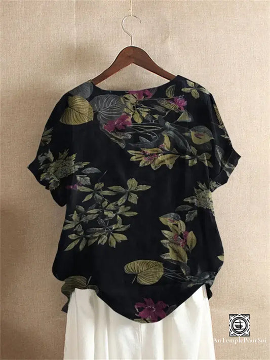 Chemisier Haut De Gamme Femme À Imprimé Botanique – Élégance Naturelle