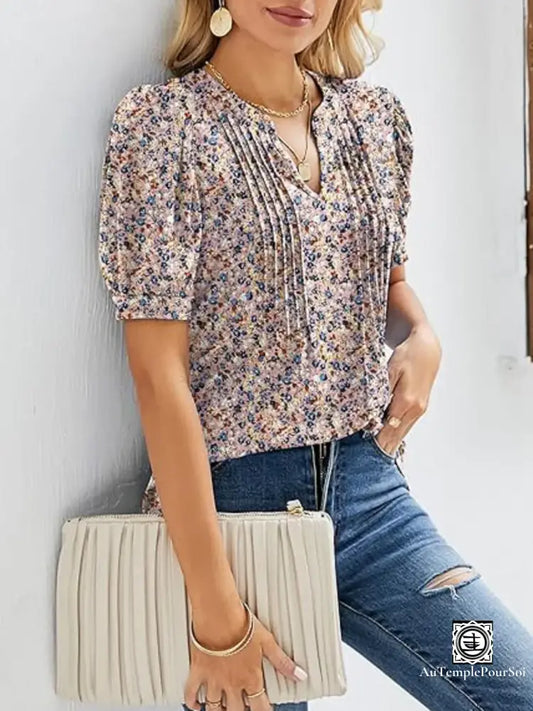 Chemisier Haut De Gamme Femme À Imprimé Fleuri – Élégance Et Romantisme