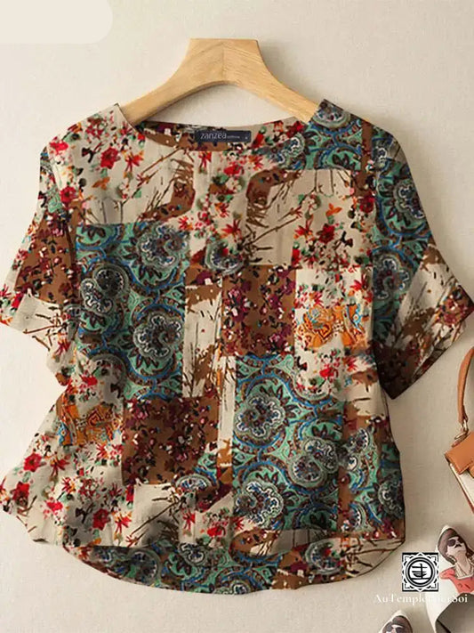 Chemisier Haut De Gamme Femme À Motifs Patchwork – Élégance & Originalité