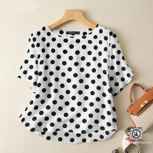 Chemisier Haut De Gamme Femme À Pois – Chic Rétro & Élégant