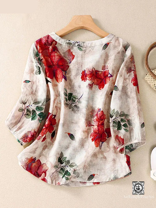 Chemisier Haut De Gamme Femme – Élégance Florale Et Confort Absolu