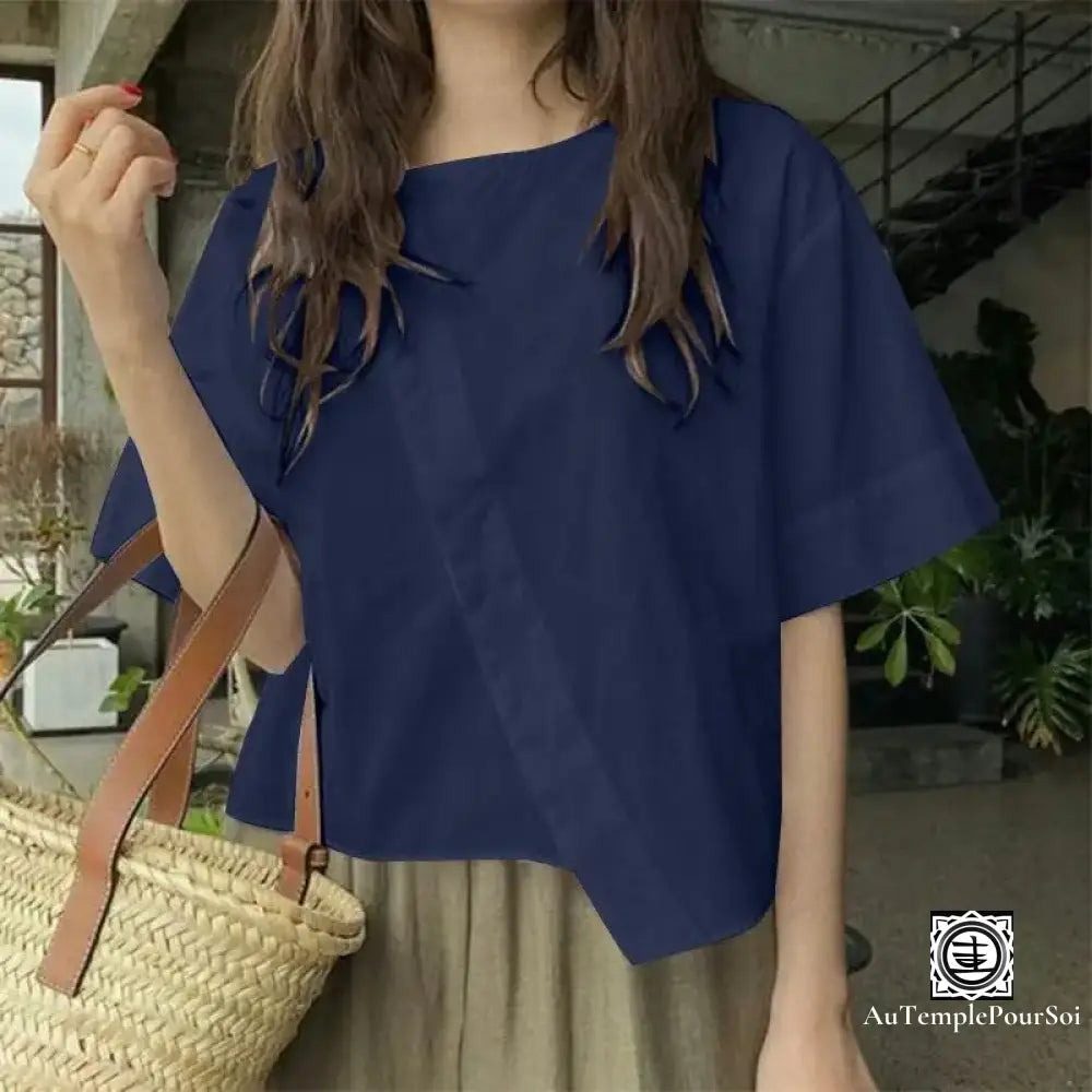 Chemisier Haut De Gamme Femme – Élégance Minimaliste Dark Blue / L