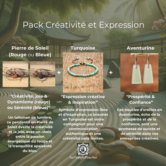 Coffret 3 Bijoux Créativité et Expression : Pierre de Soleil, Turquoise, Aventurine