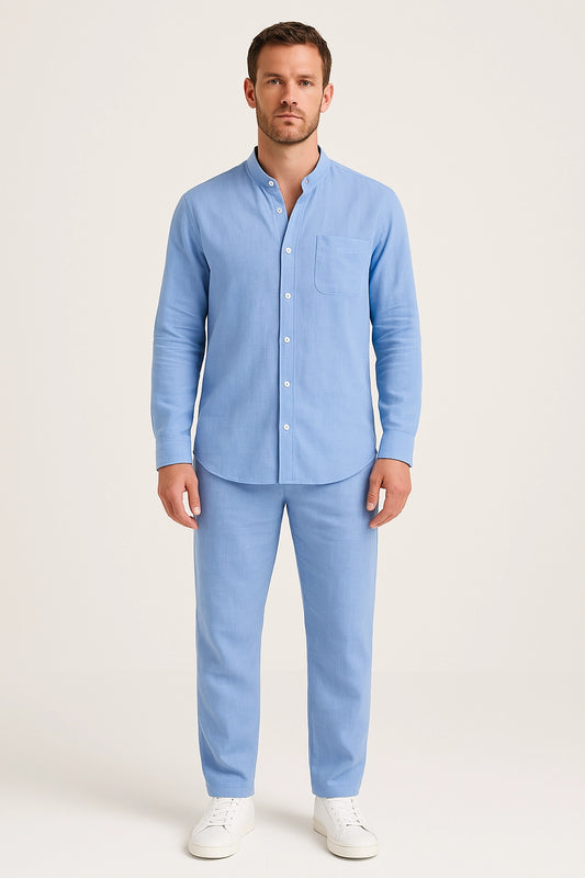 Ensemble Deux Pièces Homme en Lin Chemise et Pantalon