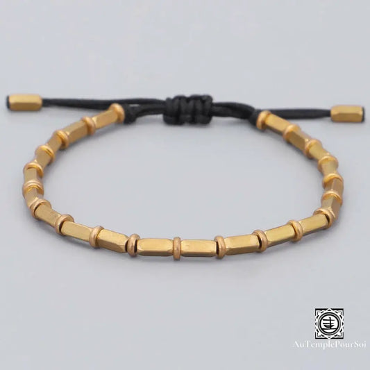 ’Lumière De Cuivre’ Bracelet Porte - Bonheur En Perle Cuivre Et Fil Jade Noir Bracelets