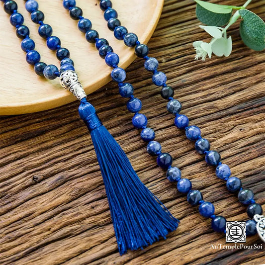 Mala ’Équilibre De L’esprit Et Du Corps’ 108 Perles Sodalite Lapis Lazuli
