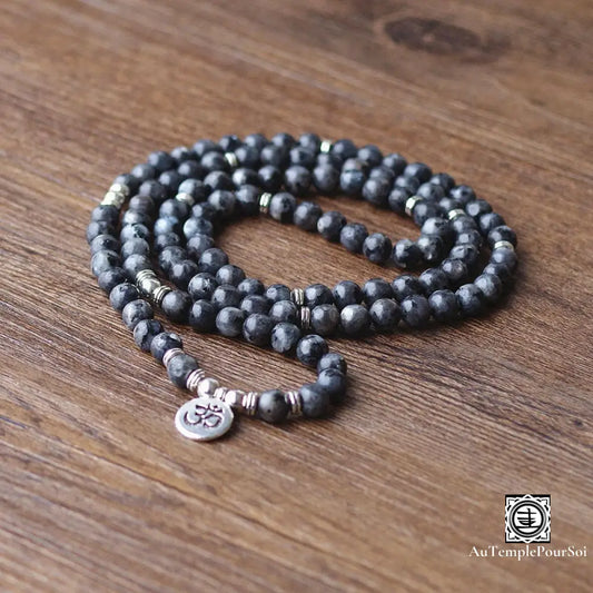 Mala ’Inspiration Spirituelle’ 108 Perles En Pierres De Labradorite
