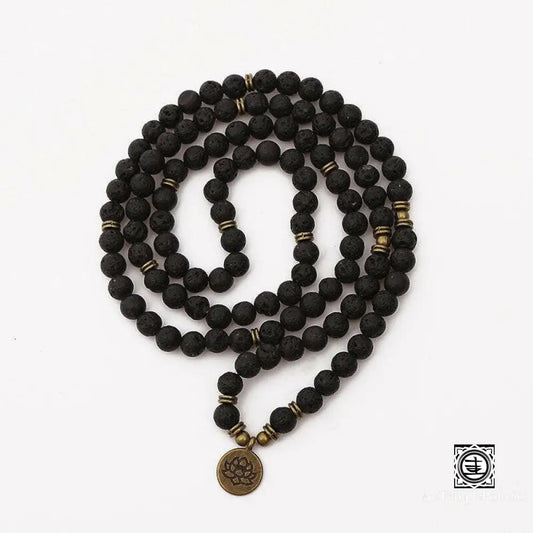 Mala ’Puissance de la Nature’ 108 perles en Pierre de Lave Mala