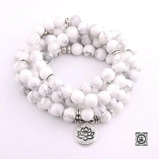 Mala ’Pureté De L’ame’ 108 Perles En Pierres Howlite